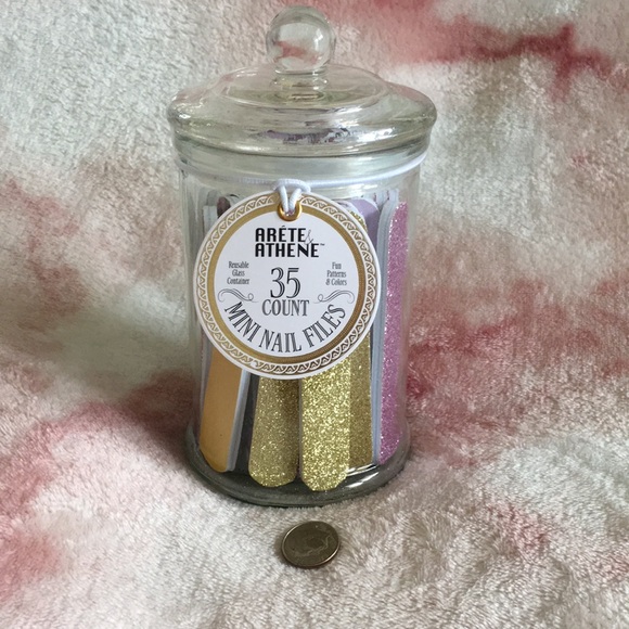 Arete Athene 35 Ct Mini Nail Files in Reusable Glass Canister Collection. NWT - Picture 10 of 16